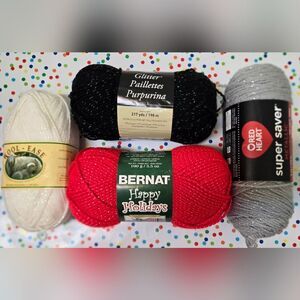 🎄SPARKLY YARN LOT OF 4 SKEINS